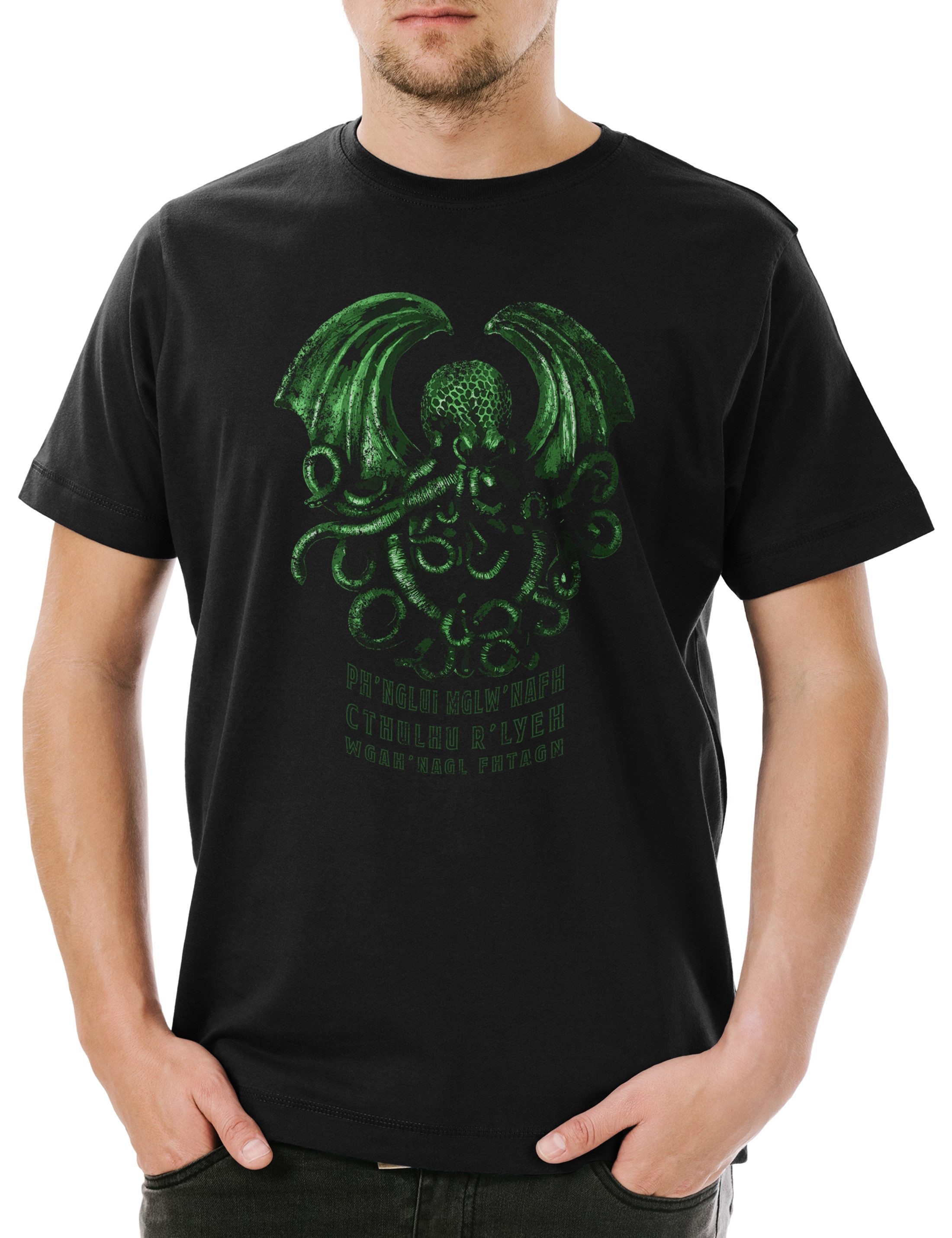 Print-Shirt Cthulhu R'Lyeh Herren T-Shirt Horror Arkham H. P. Lovecraft Miskatonic