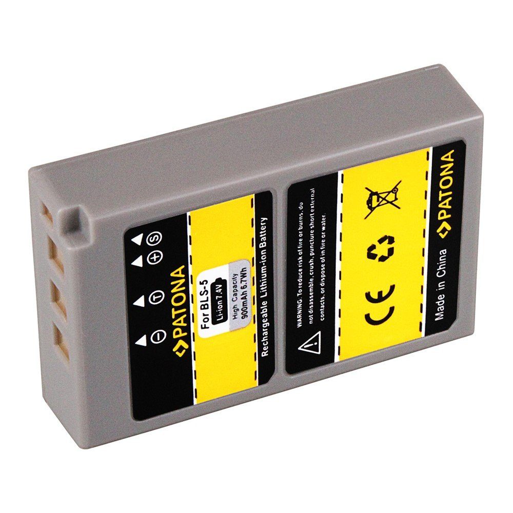 Patona 2x Akku für Olympus BLS5 PEN + Ladegerät Kamera-Akku Ersatzakku 900 mAh (7,4 V, 1 St), E-PL2 E-PL3 E-P3 E-PM1 STYLUS 1 BLS-50