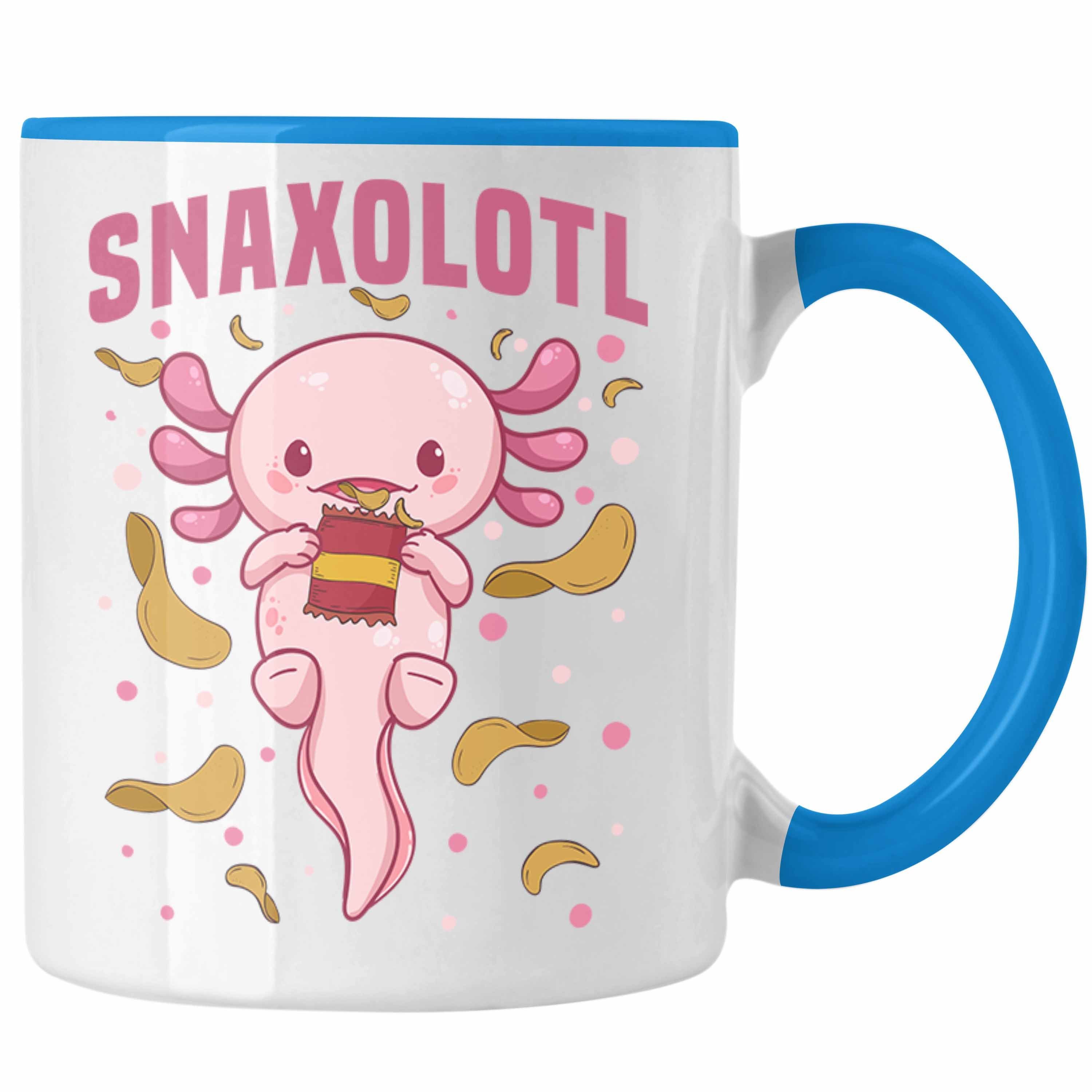 Trendation Tasse Trendation - Axolotl Tasse Geschenk für Schwanzlurch-Liebhaber Snaxolotl Blau