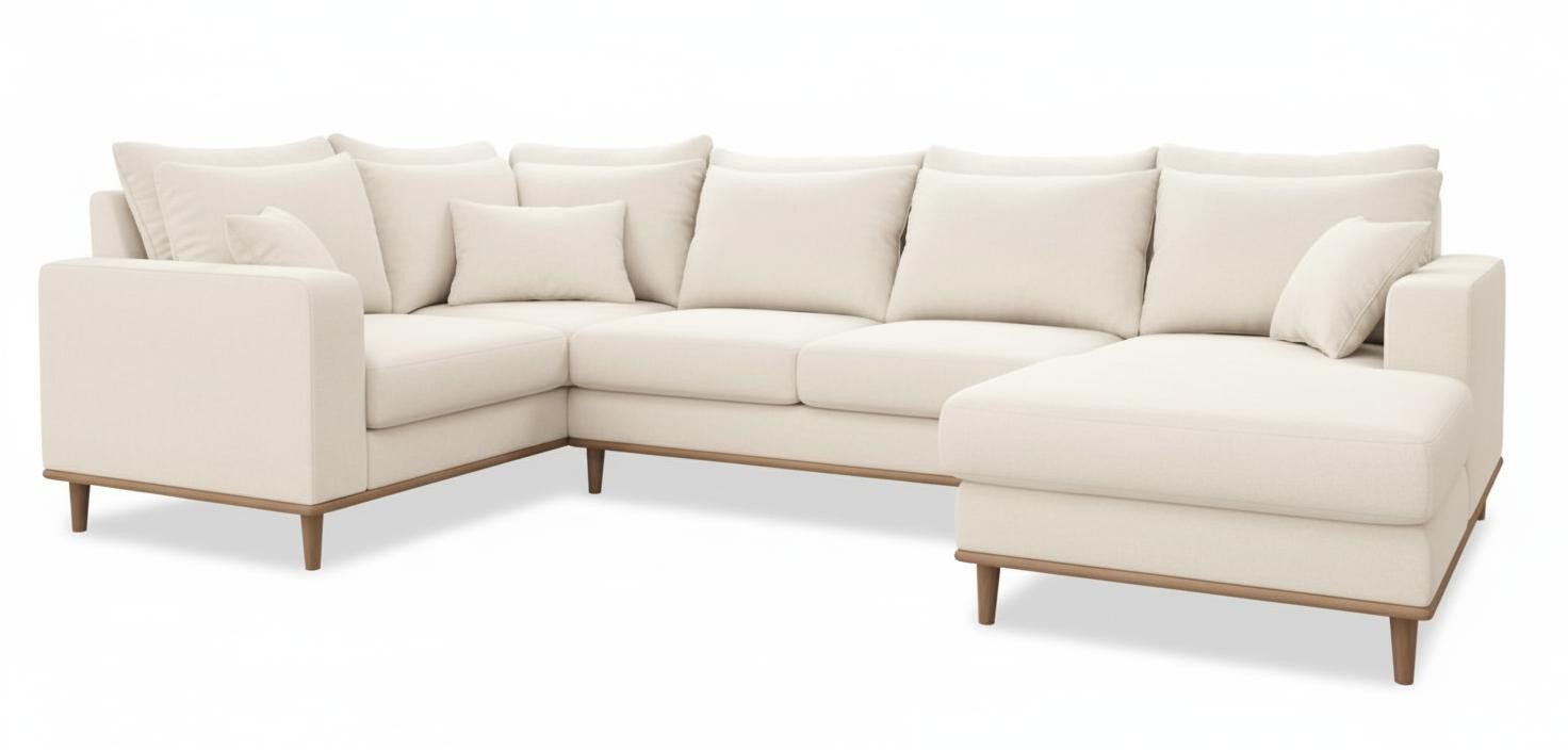 Xlmoebel Wohnlandschaft Beige U-förmiges Stoffsofa für ein luxuriöses Wohnzimmer, 1 Teile, Made in Europa