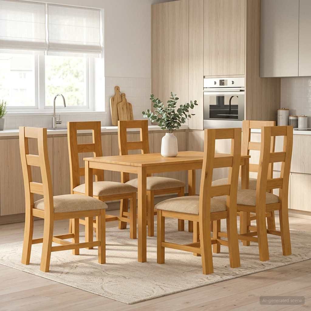 vidaXL Gartenlounge-Set Essgruppe 7 stk. Beige Massivholz Eiche, (7-tlg)