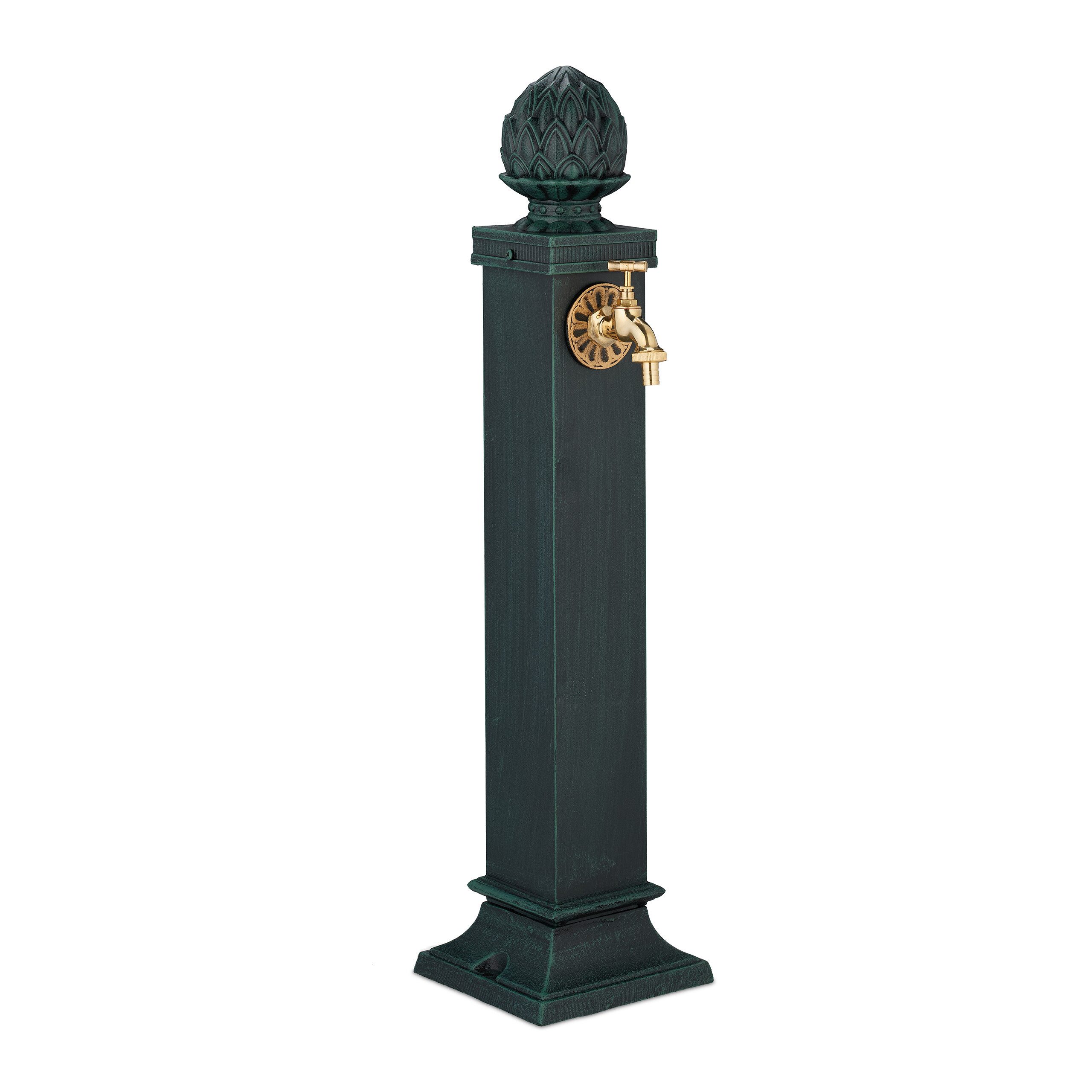 relaxdays Gartenbrunnen Standbrunnen antik 80 cm, grün