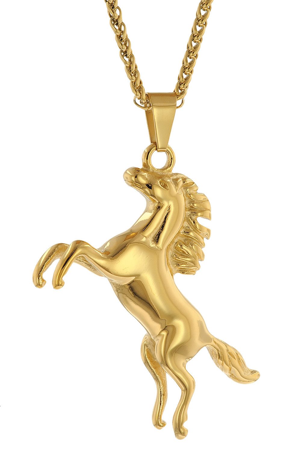 trendor Kette mit Anhänger 75886, für Herren Pferd Gold auf Edelstahl