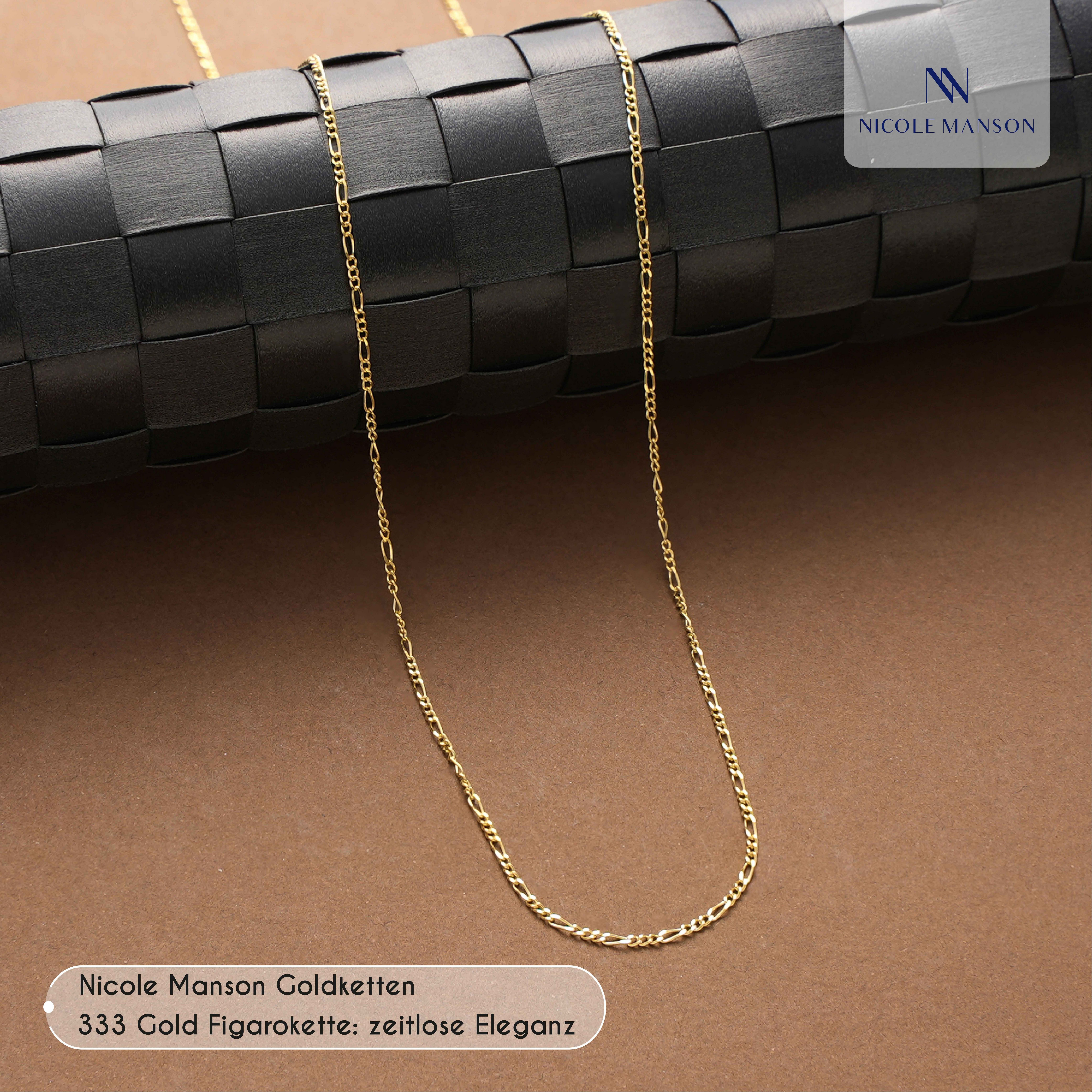 8K Halskette 333 - 40cm Ketten 60cm, Gold Nicole Figarokette Manson Goldkette Figaro