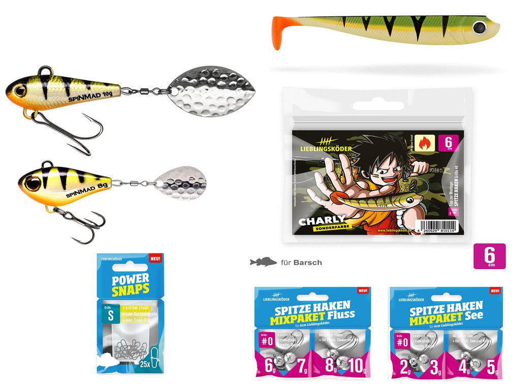 Lieblingsköder Kunstköder Barsch-Set Charly - Typ M - Lieblingsköder & SpinMad, (M, 6-St. Brasch-Set Charly Typ M), Effektiver Lauf, Exzellente Verarbeitung