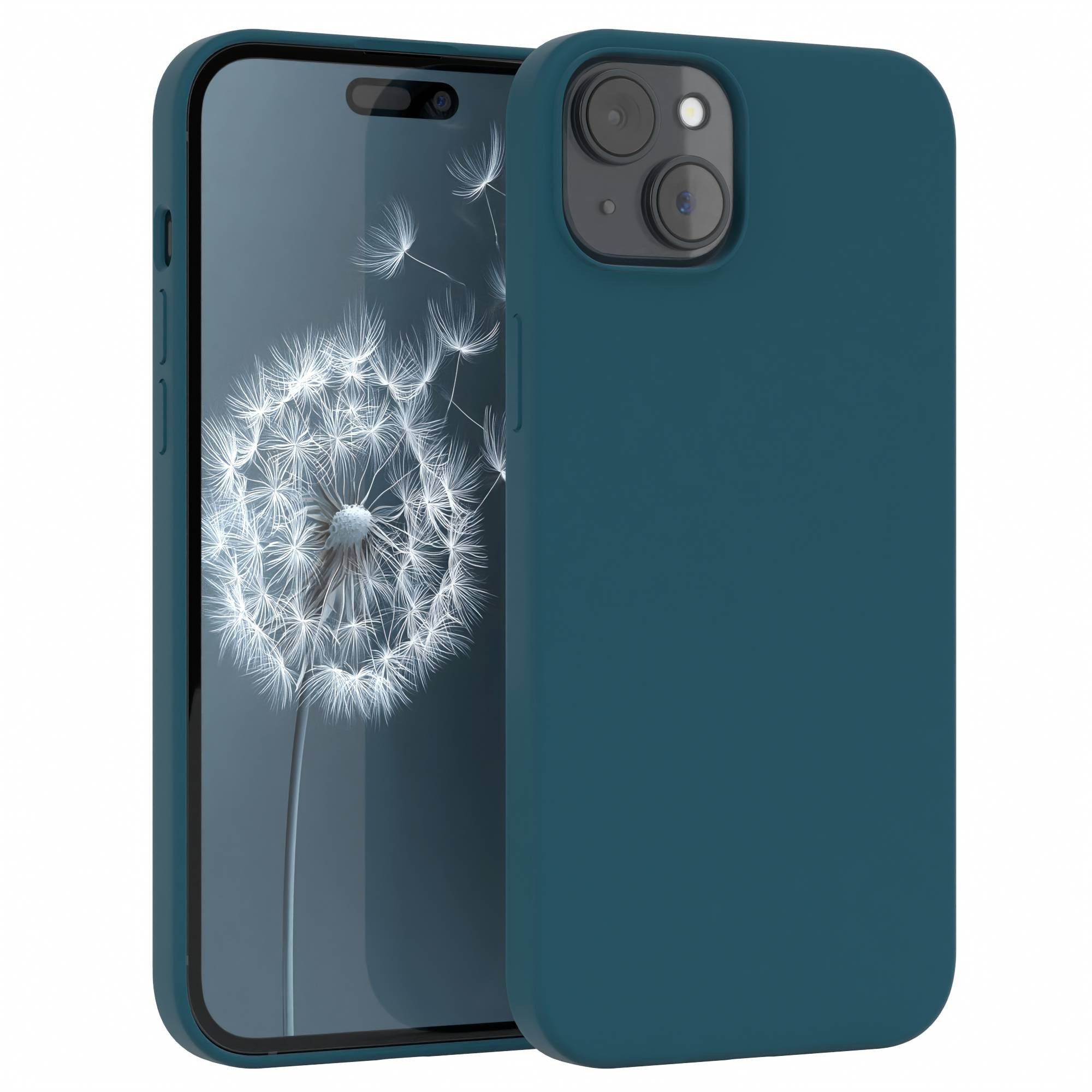 EAZY CASE Handyhülle Premium Silikon Case für Apple iPhone 15 Plus 6,7 Zoll, Hülle mit Kameraschutz Bumper Case stoßfest Handy Softcase Petrol