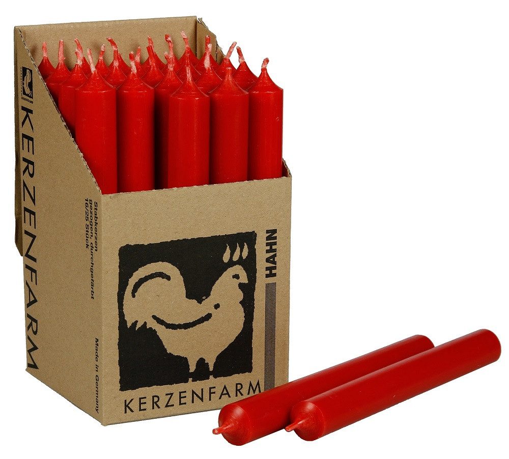 Hahn Kerzenfarm Spitzkerze Otto Kerzen-Set 10 Stück Stabkerzen in rot