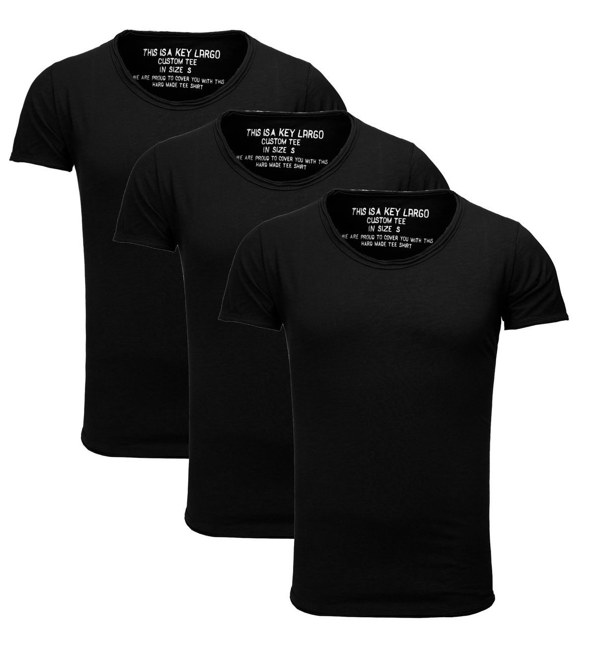 Key Largo T-Shirt Bread vintage Look uni Basic T00621 Rundhalsauschnitt unifarben kurzarm slim fit