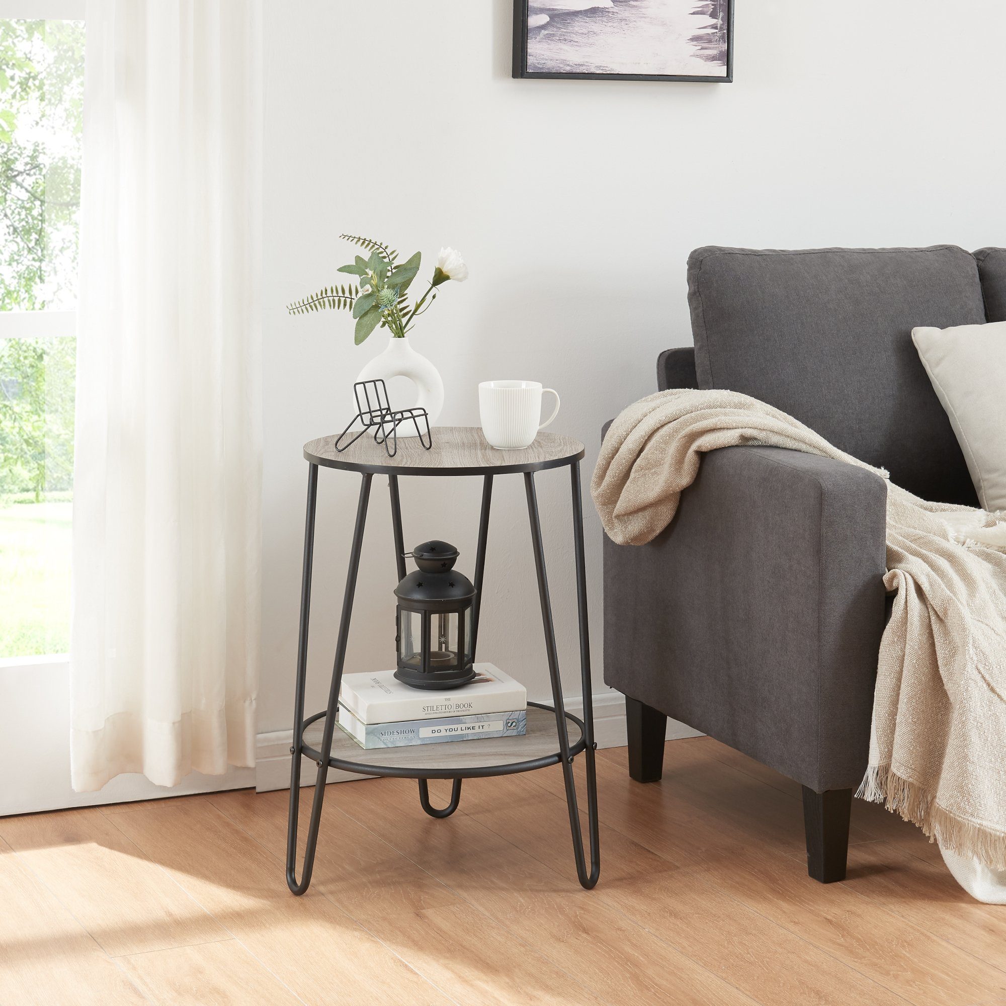 en.casa Beistelltisch, »Ylöjärvi« mit 2 Ablagen 61 x 44 x 44 cm Schwarz/Eic günstig online kaufen