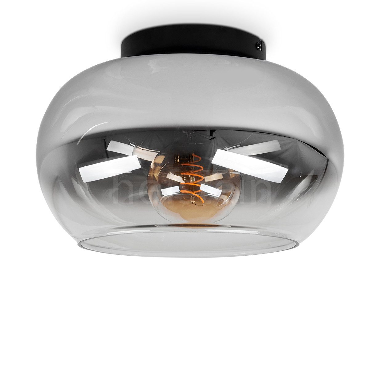 hofstein Deckenleuchte »Cardeto« Deckenlampe aus Metall/Glas in Schwarz/Rau günstig online kaufen