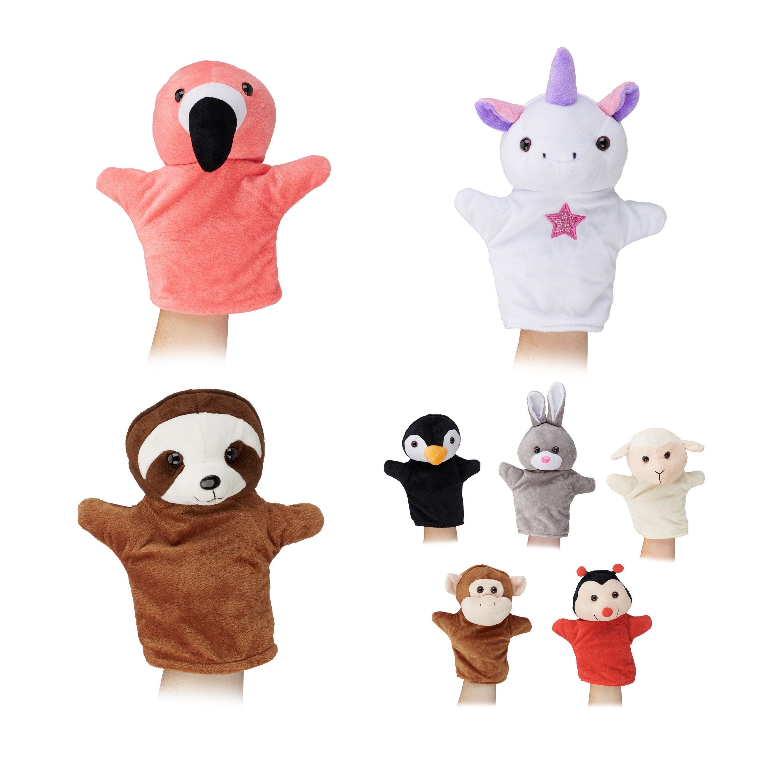 relaxdays Handpuppe Tier Set für Kind günstig online kaufen