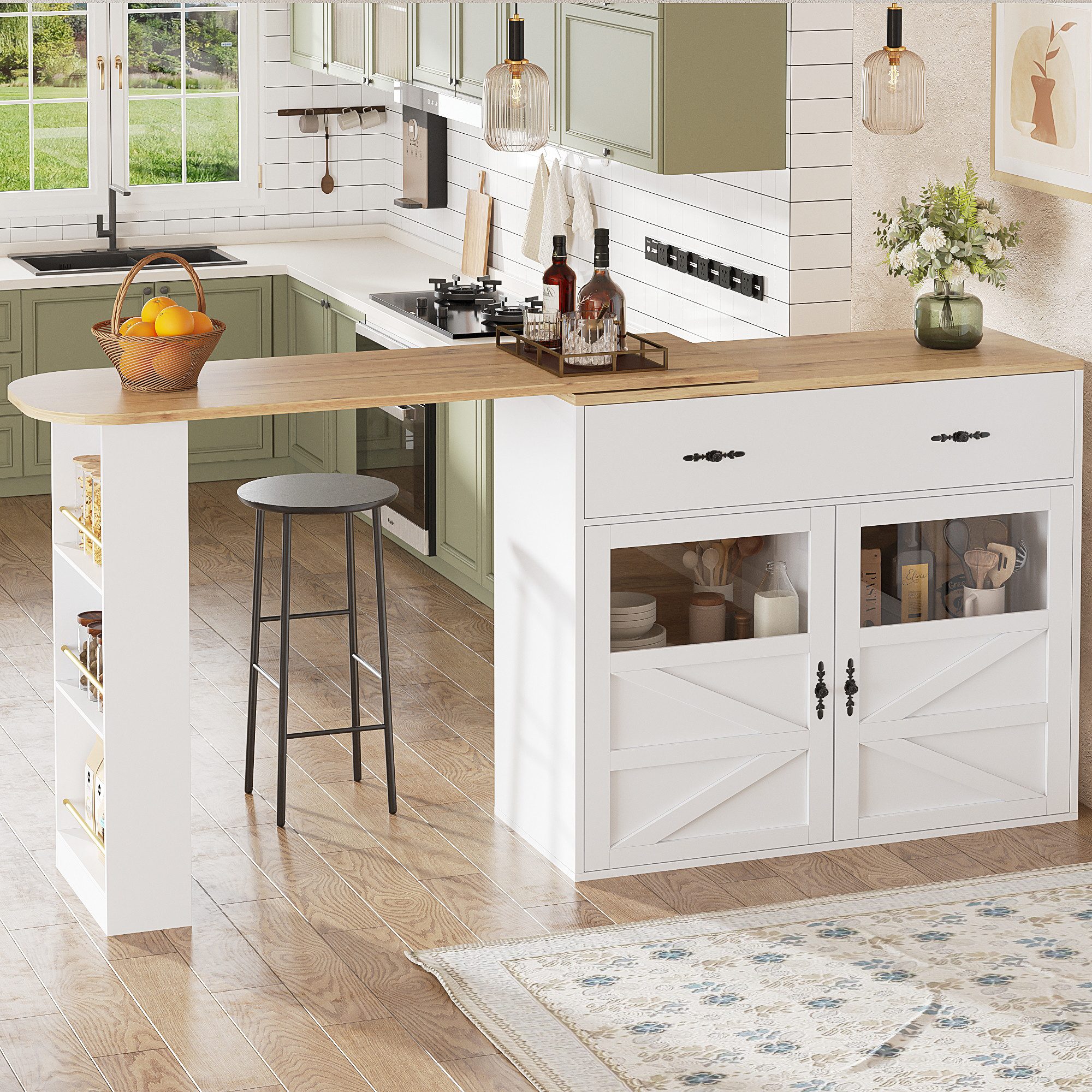 Flieks Bartisch 360° drehbar Stehtisch mit Kommode (Länge 138-204 cm, 1-St. günstig online kaufen