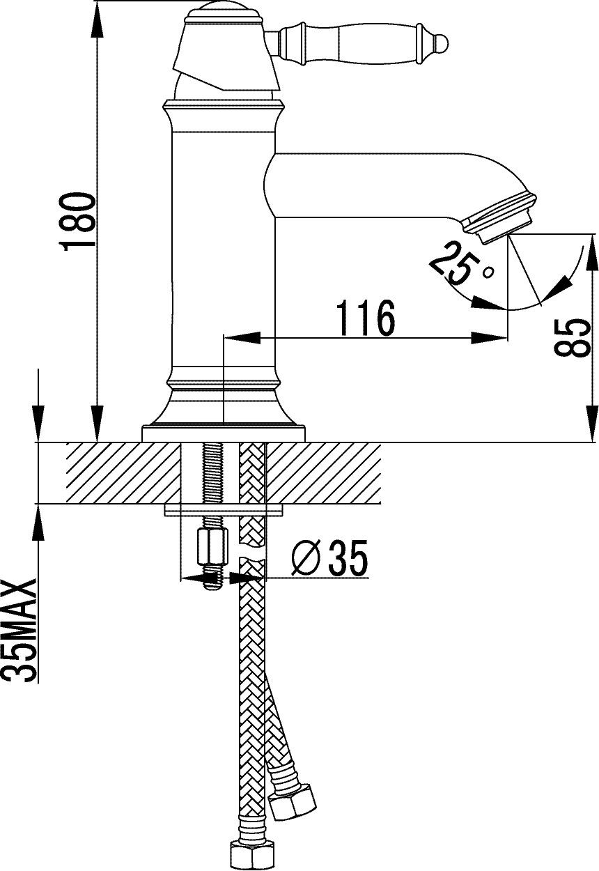 Wasserspar-Mischdüse, aquaSu Waschtischarmatur Hochdruck, Einhebelmischer, Rina Schwarz, 795784