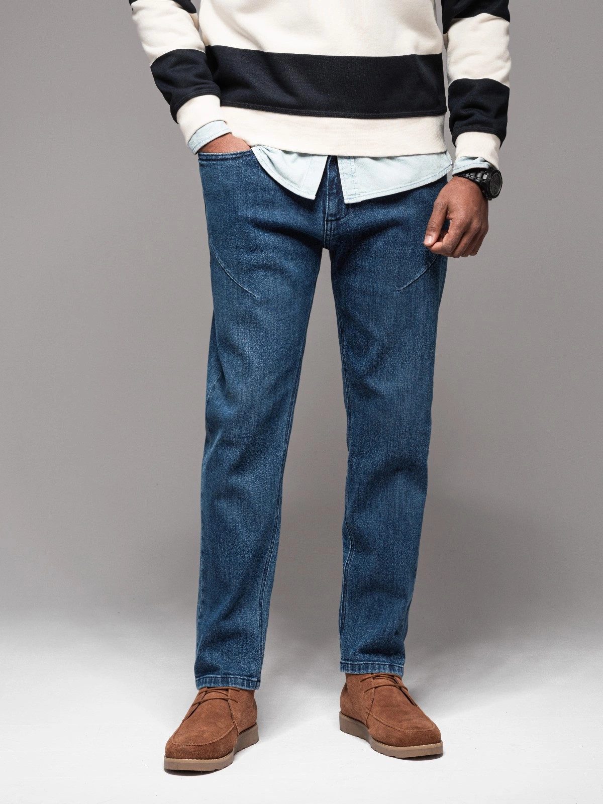 OMBRE Bequeme Jeans Denim-Hose CARROT FIT für Herren mit dekorativen Abnähern