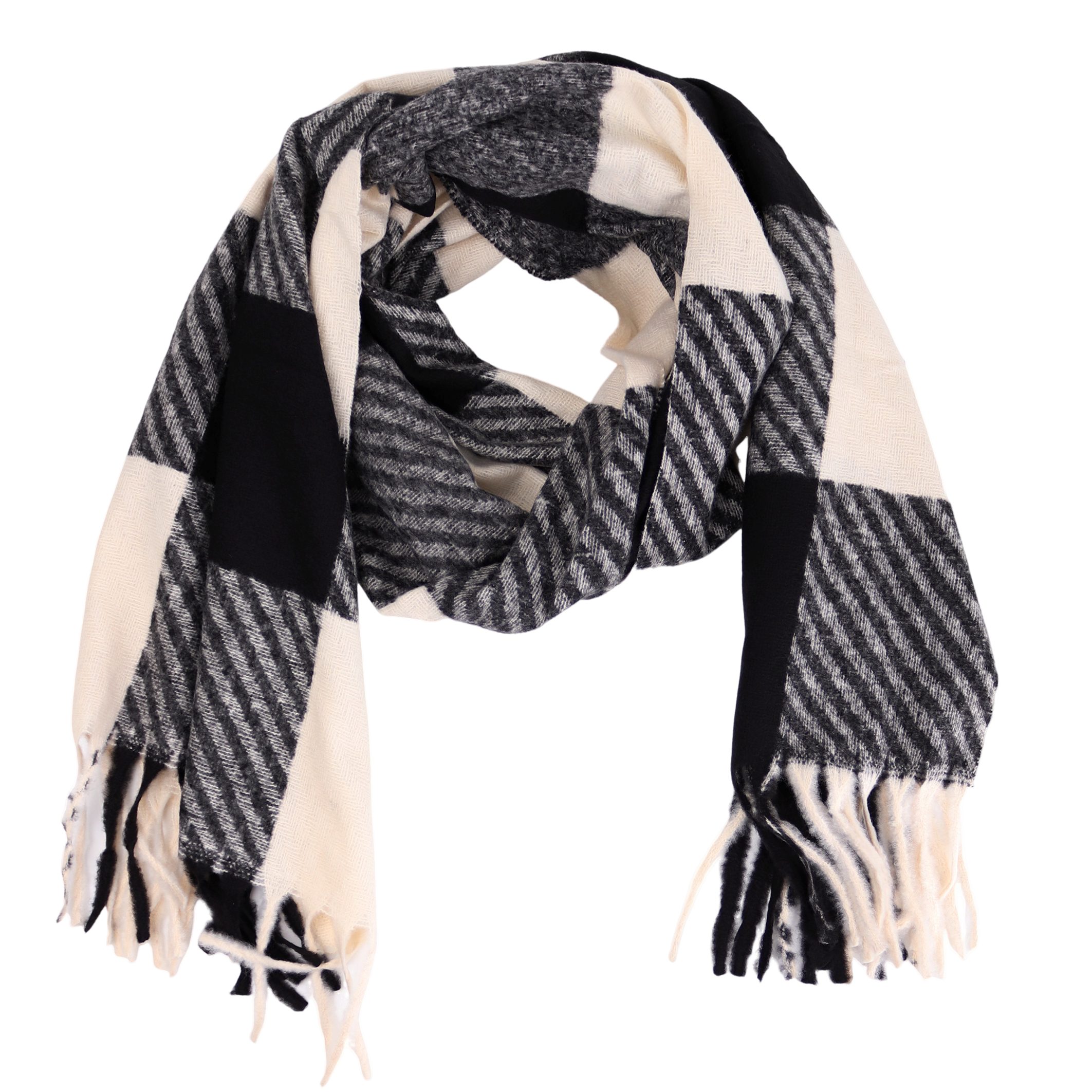 MIRROSI Modeschal weicher und warmer Großes Karo mit Fransen, 70x180cm, (Gr günstig online kaufen
