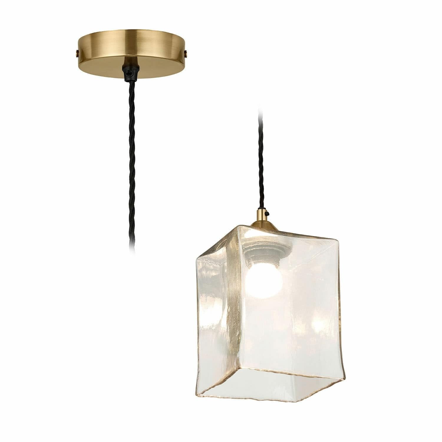 Mirabeau Hängeleuchten Hängelampe Floravon klar/antikgold, Pendelleuchte, Mundgeblasenes Glas, Klarer Glasschirm