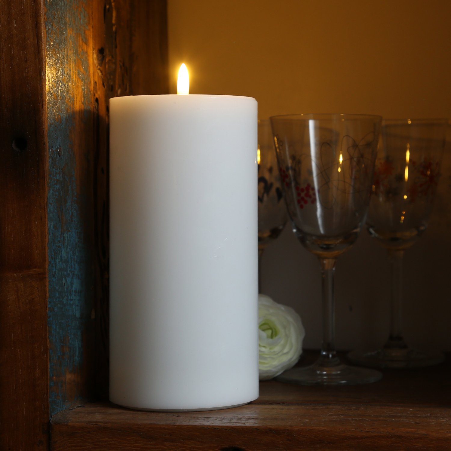 Deluxe Homeart LED-Kerze Mia Deluxe Echtwachs flackernd Wachsspiegel H: 20c günstig online kaufen