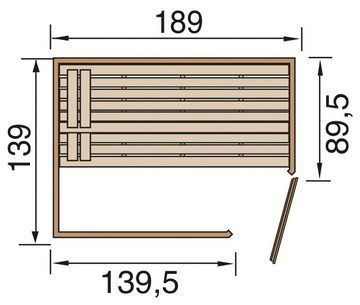 weka Sauna Valida Eck 1, BxTxH: 189 x 139 x 203,5 cm, 38 mm, 5,4 kW Ofen mit int. Steuerung, mit Fenster