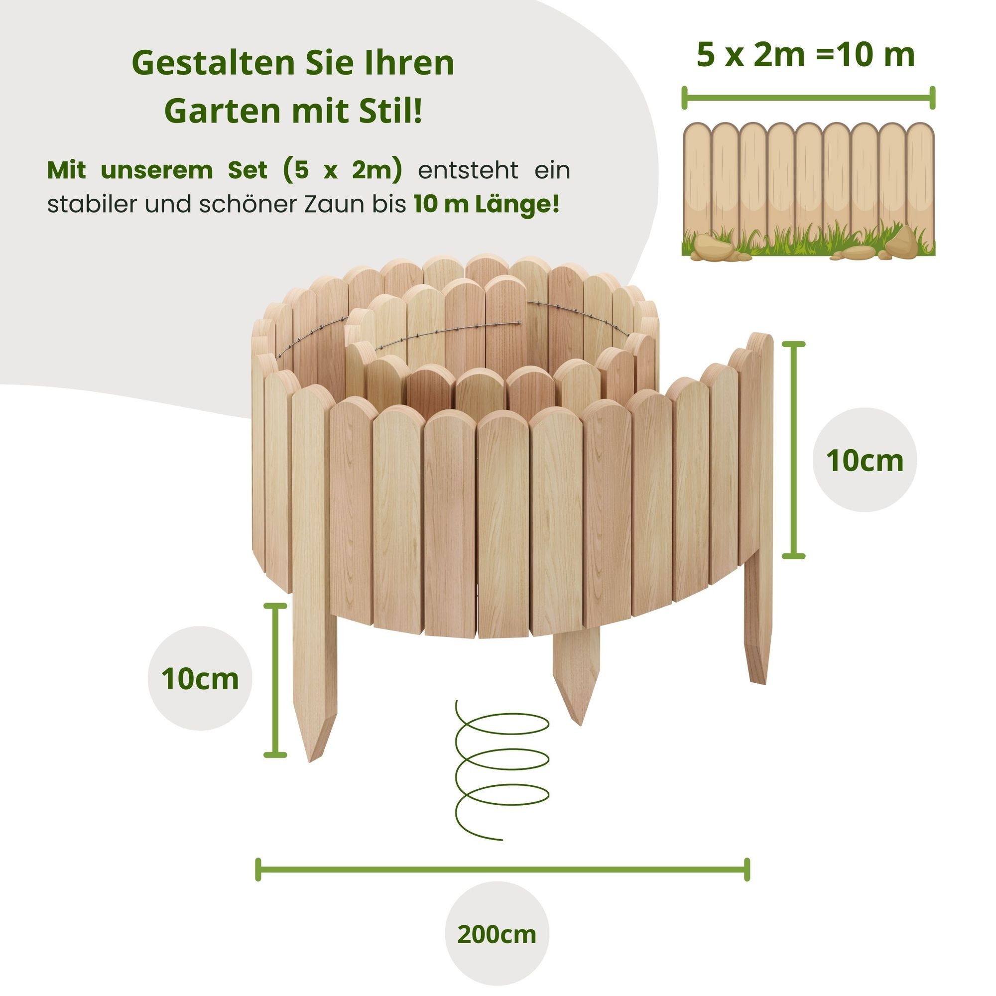 Floranica Beetbegrenzung Rollborder Flexibler Holzzaun aus günstig online kaufen