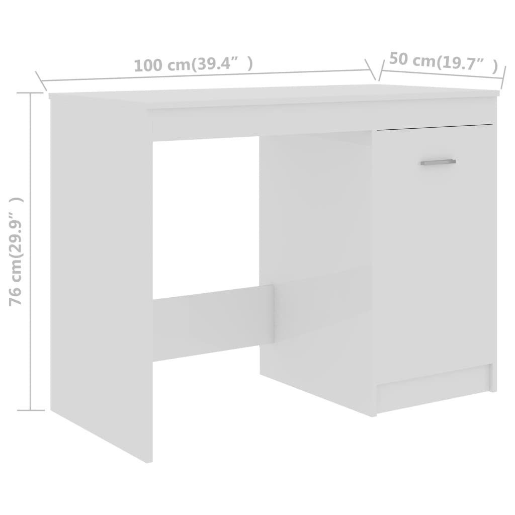 vidaXL Schreibtisch Schreibtisch Hochglanz-Weiß 100x50x76 Hochglanz-Weiß | Hochglanz-Weiß cm Holzwerkstoff