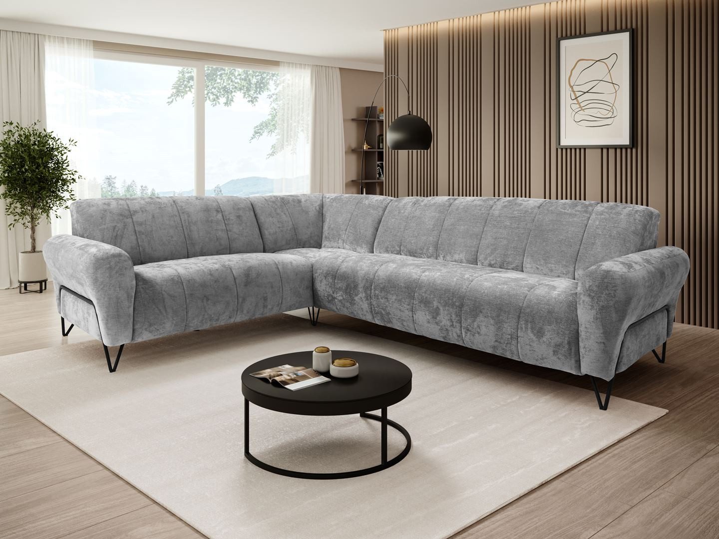 Beautysofa Ecksofa mit Metallbeine in schwarzer VOLARE L, mit höchstem Sitz günstig online kaufen