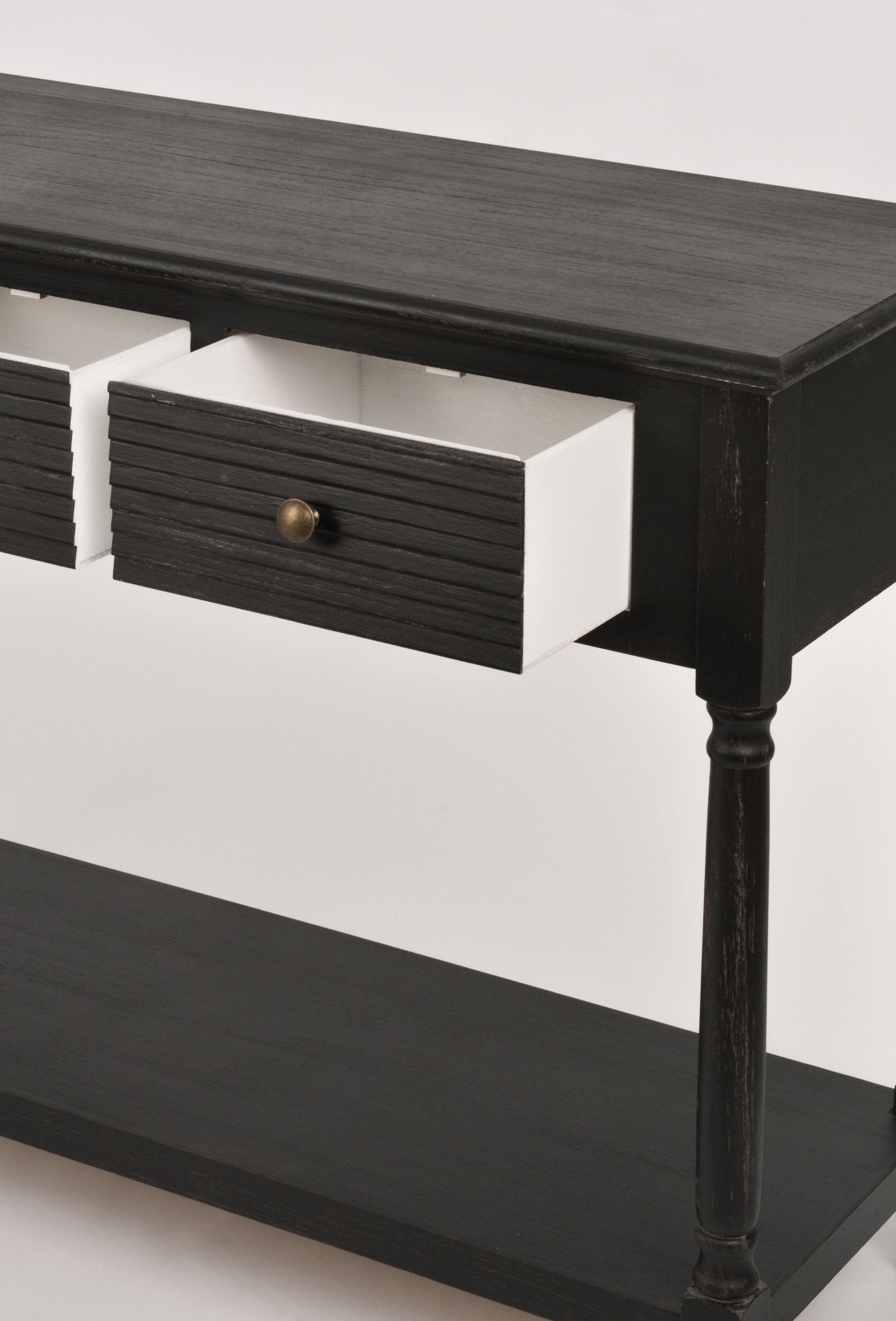 Livin Hill Konsolentisch Livorno, schwarzes Finish mit Shabby-Abnutzungsspuren und Holzstruktur