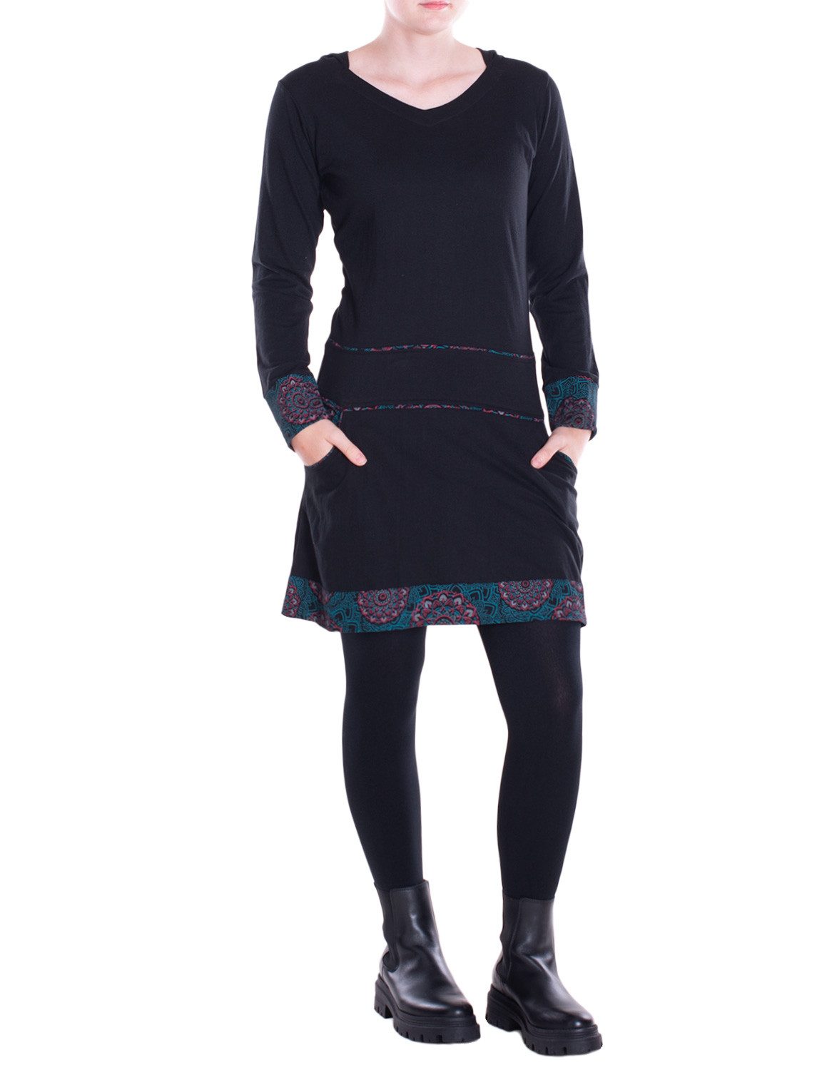 Vishes A-Linien-Kleid Damen Kleid Baumwolle Casual A-Linie V-Ausschnitt Lan günstig online kaufen