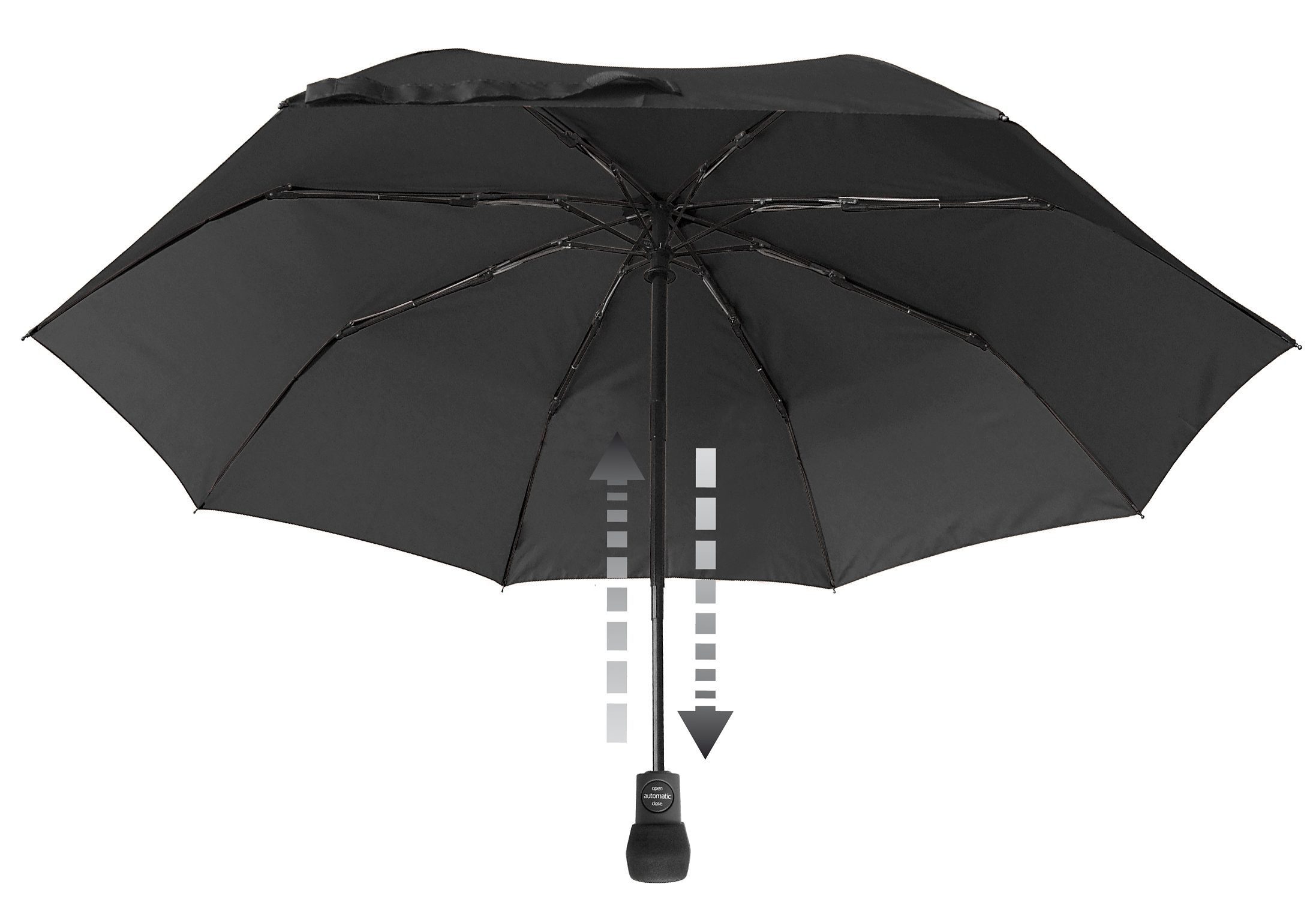 EuroSCHIRM® trek, light Kompass integriertem Automatik, schwarz mit Taschenregenschirm