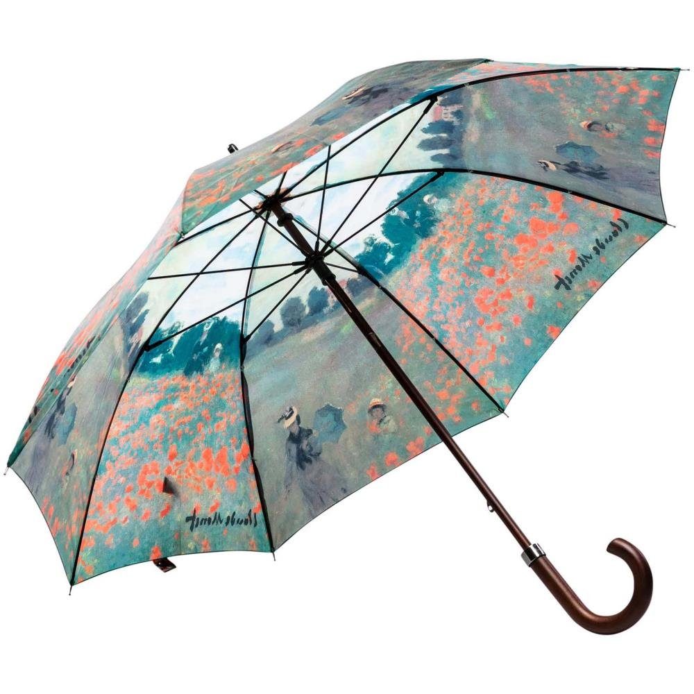 Luckyweather not just any other day Stockregenschirm Regenschirm Motiv MOHNBLUMENFELD Holzstock