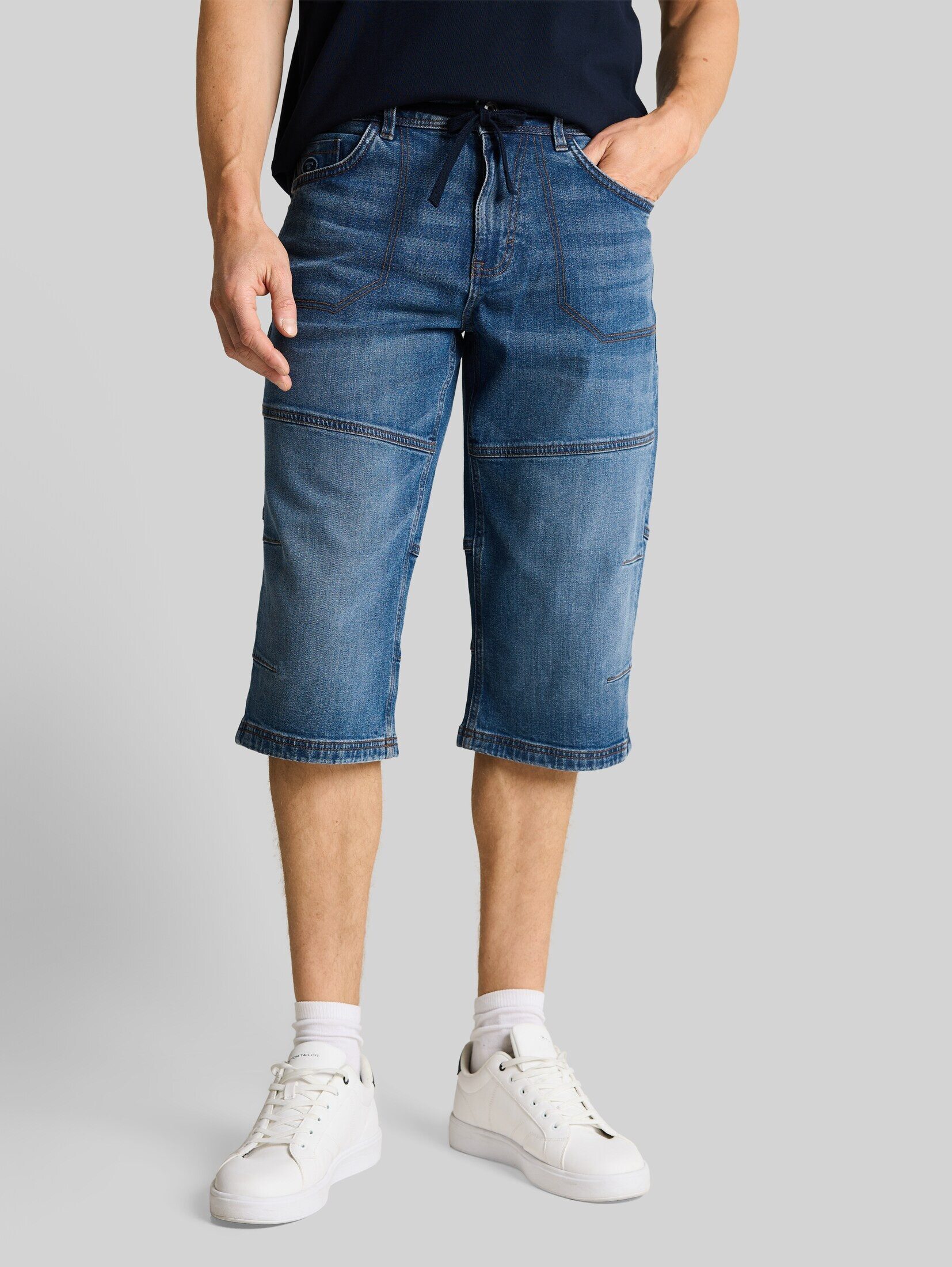 TOM TAILOR Jeansshorts Jeanshosen TTMORRIS RELAXED Overknee Jeans Shorts mit Stretch