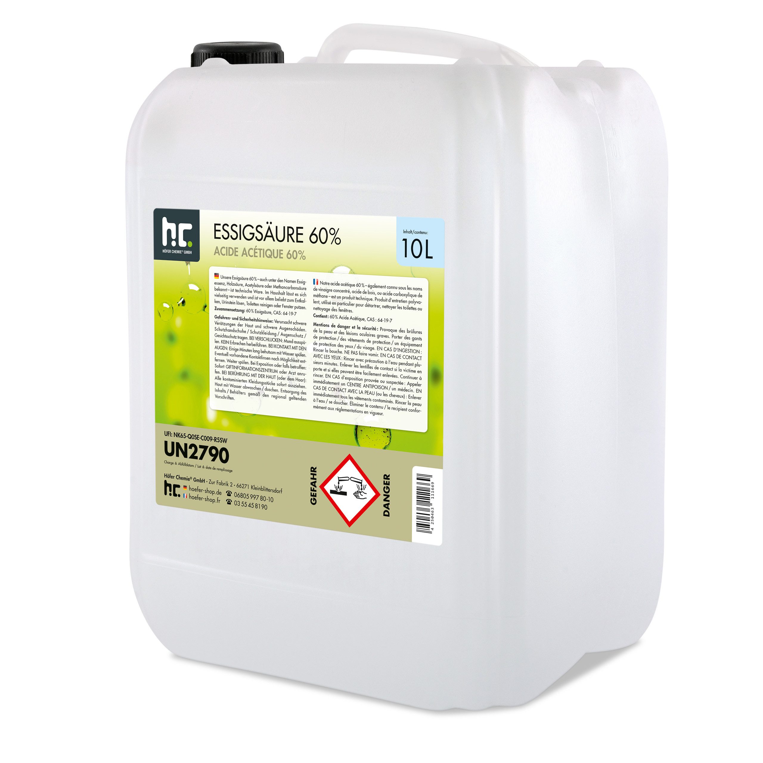 10 Liter Essigsäure 60% Grundreiniger
