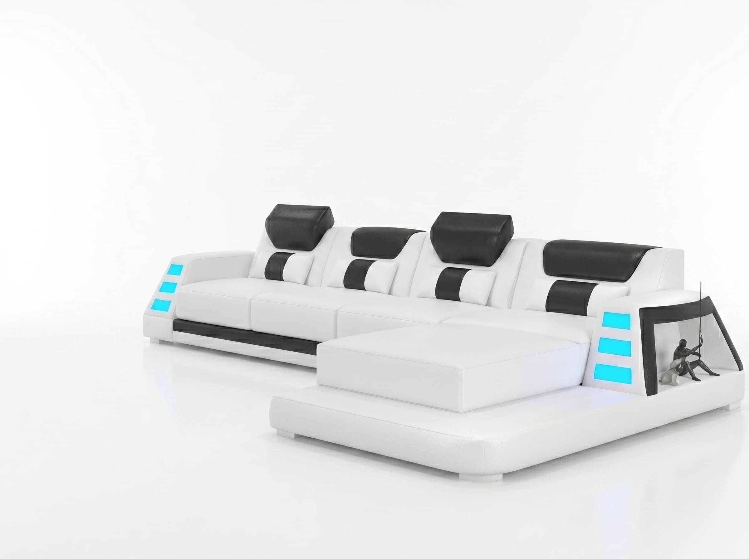 JVmoebel Ecksofa Ecksofa L-Form Weiß mit LED für modernes Wohnzimmerdesign, 1 Teile, LED-Beleuchtung