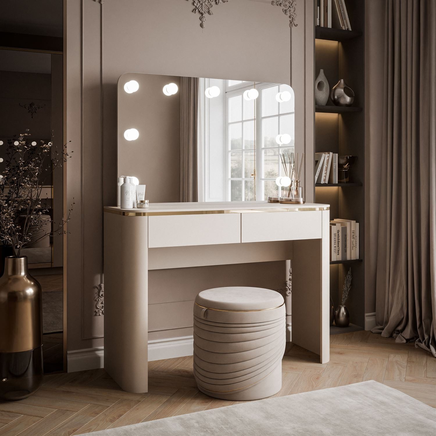 Lookway Schminktisch AVELINE mit Spiegel und LED-Beleuchtung