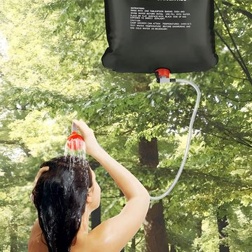 Retoo Gartendusche Camping Dusche Solar Garten Reise Festival 20L Shower Wassersack (Wasserbeutel,Schlauch mit Duschaufsatz,Tippen Sie auf, um den Wasserfluss zu regulieren,Eine Schnur mit einem Aufhänger,Verstärkungsrohr,Bedienungsanleitung in Deutsch, Set), Perfekt für Camping, Es erwärmt das Wasser mit Hilfe von Sonnenlicht