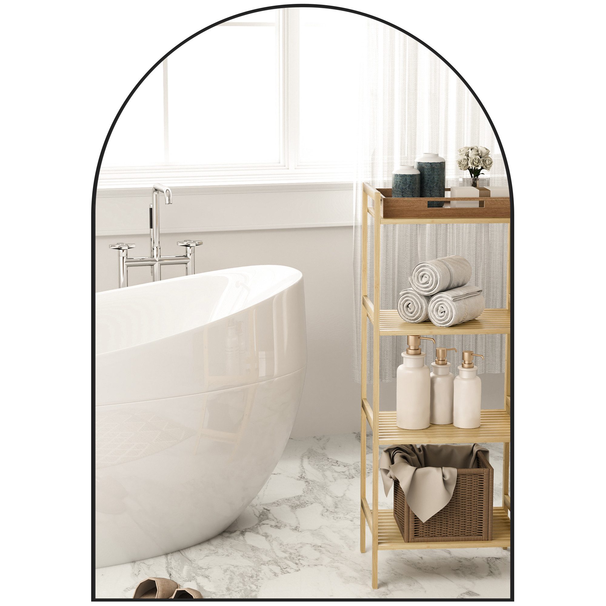 HOMCOM Badspiegel 50 x 70 cm mit Splitterschutzfolie, Aluminium-Rahmen (Spi günstig online kaufen