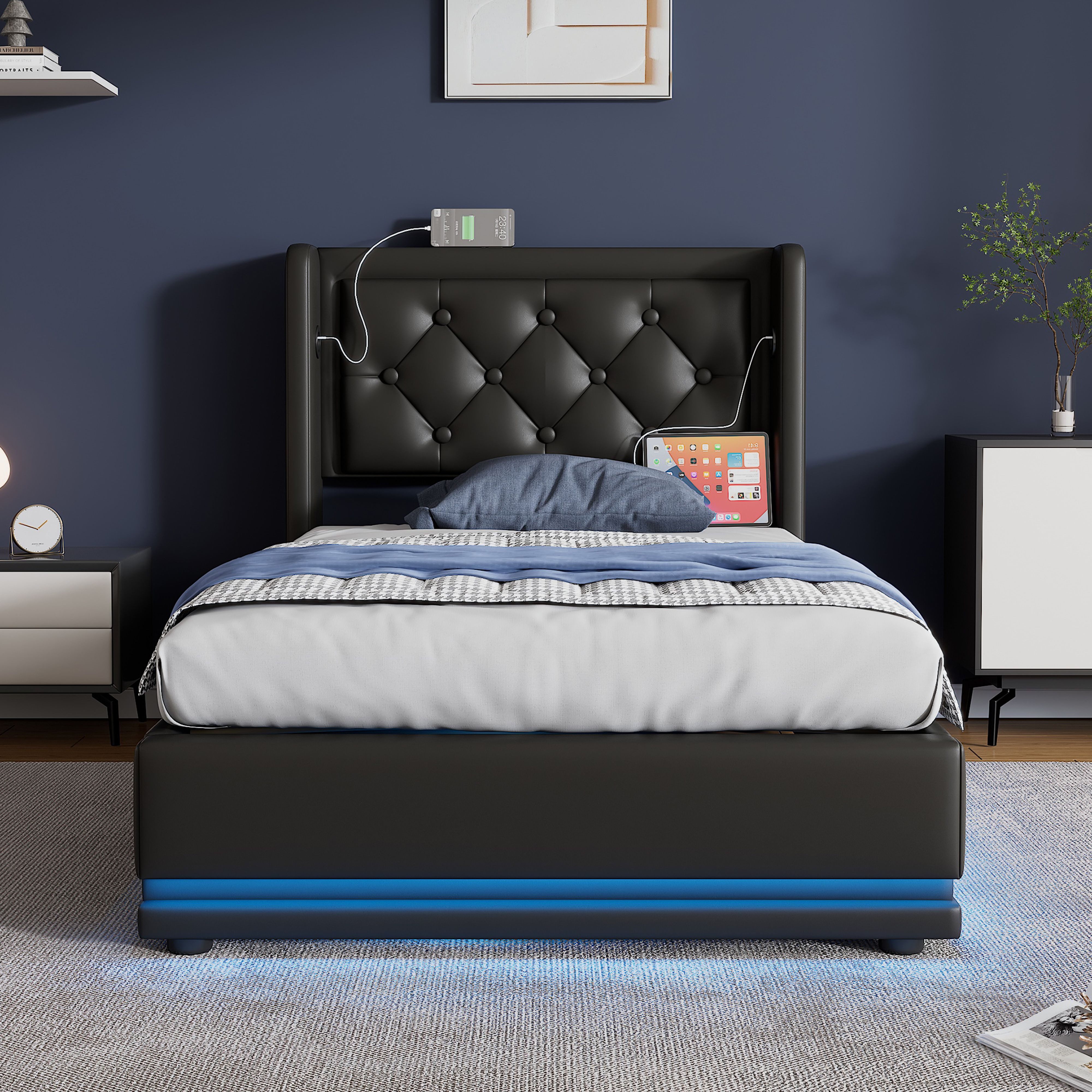 BlingBin Polsterbett Hydraulisches Stauraumbett (1-tlg., Einzelbett gepolst günstig online kaufen