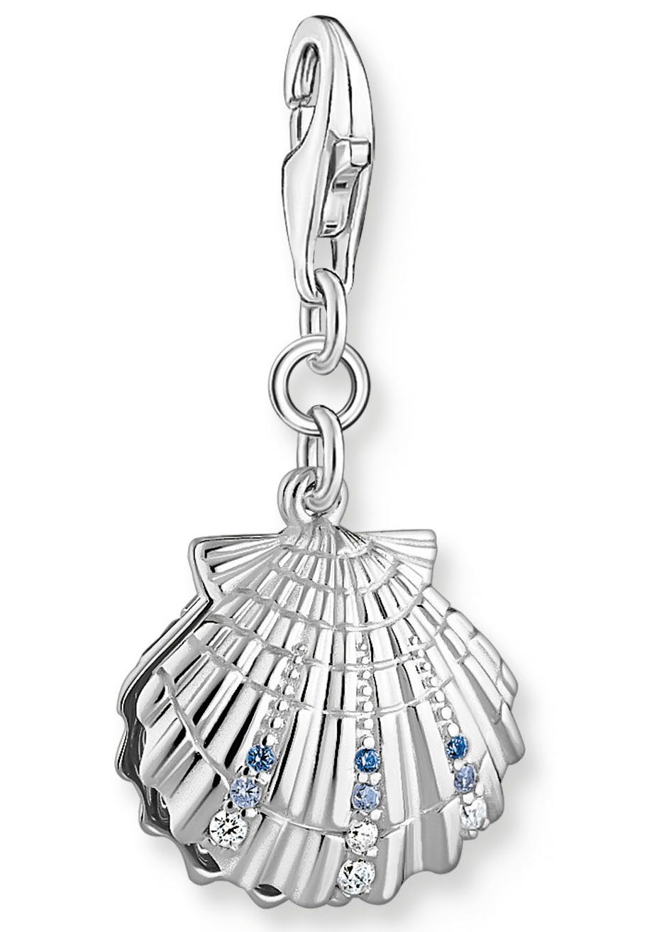THOMAS SABO Charm-Einhänger Muschel-Optik, mit Glas-Keramik Stein - mit Süßwasserzuchtperle