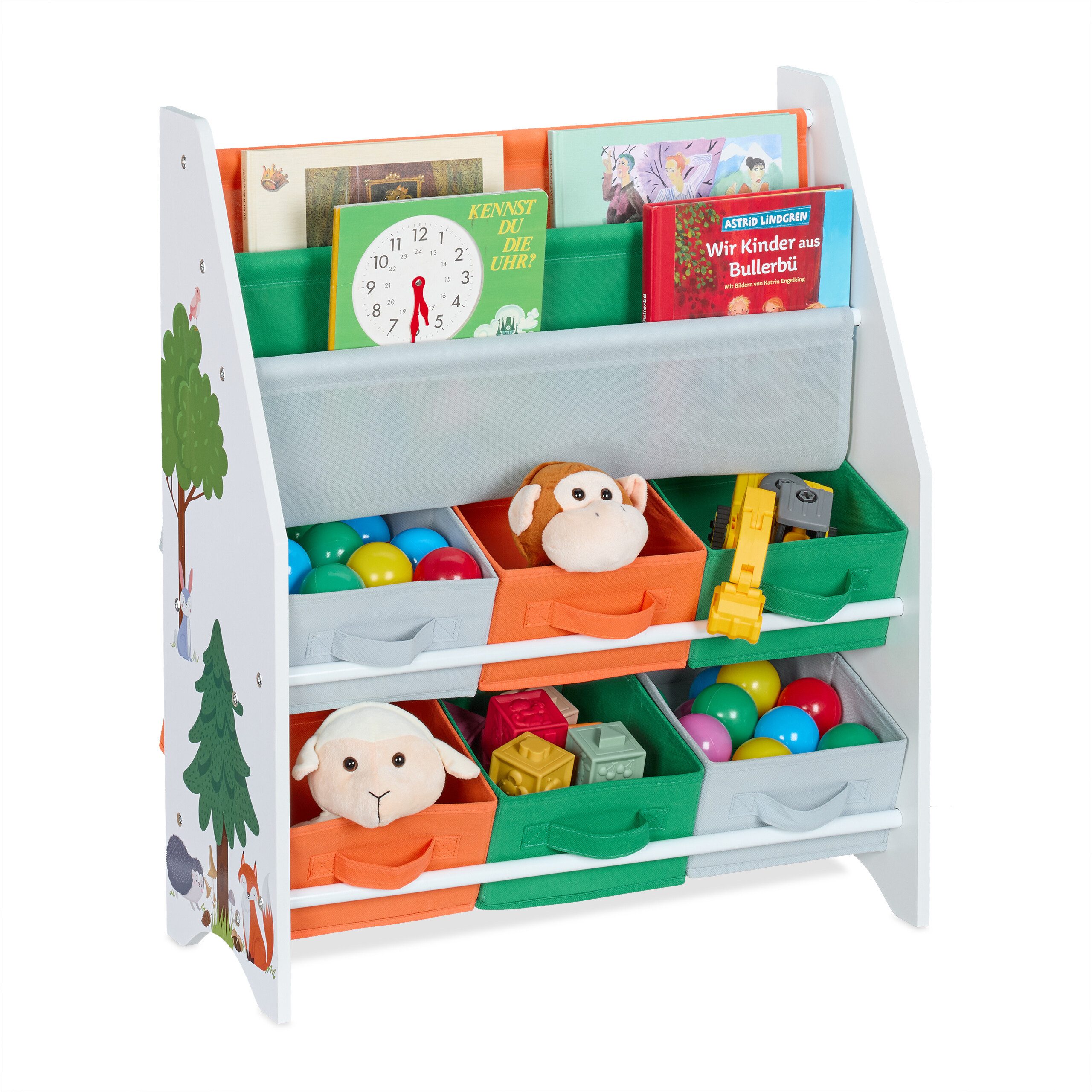relaxdays Bücherregal Kinderregal mit Aufbewahrungsboxen günstig online kaufen
