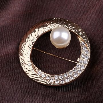 AUKUU Brosche Kreative Kreative Brosche Set mit Diamant Legierung Kreis, Perle Corsage Damen Bekleidungszubehör Brosche