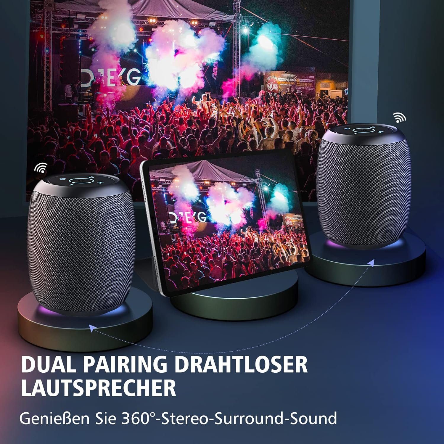 ZEALOT mit Lautsprecher mit 10 Bluetooth (Bluetooth, Stereo Musikbox W, Box IPX6 Wasserdicht Bass) Tragbarer Licht,