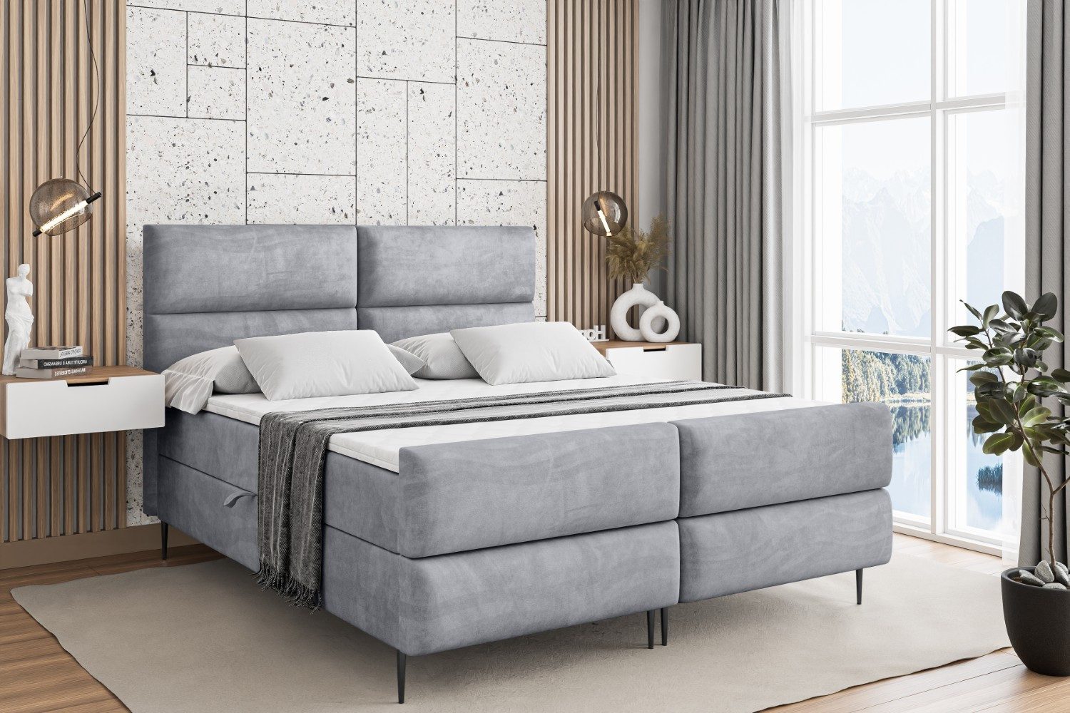 ALTDECOR Boxbett BOXI3-F-Z (Multipocket-Matratze H4, H3 Matratze Bonellfederung, Topper, Kopfteil)