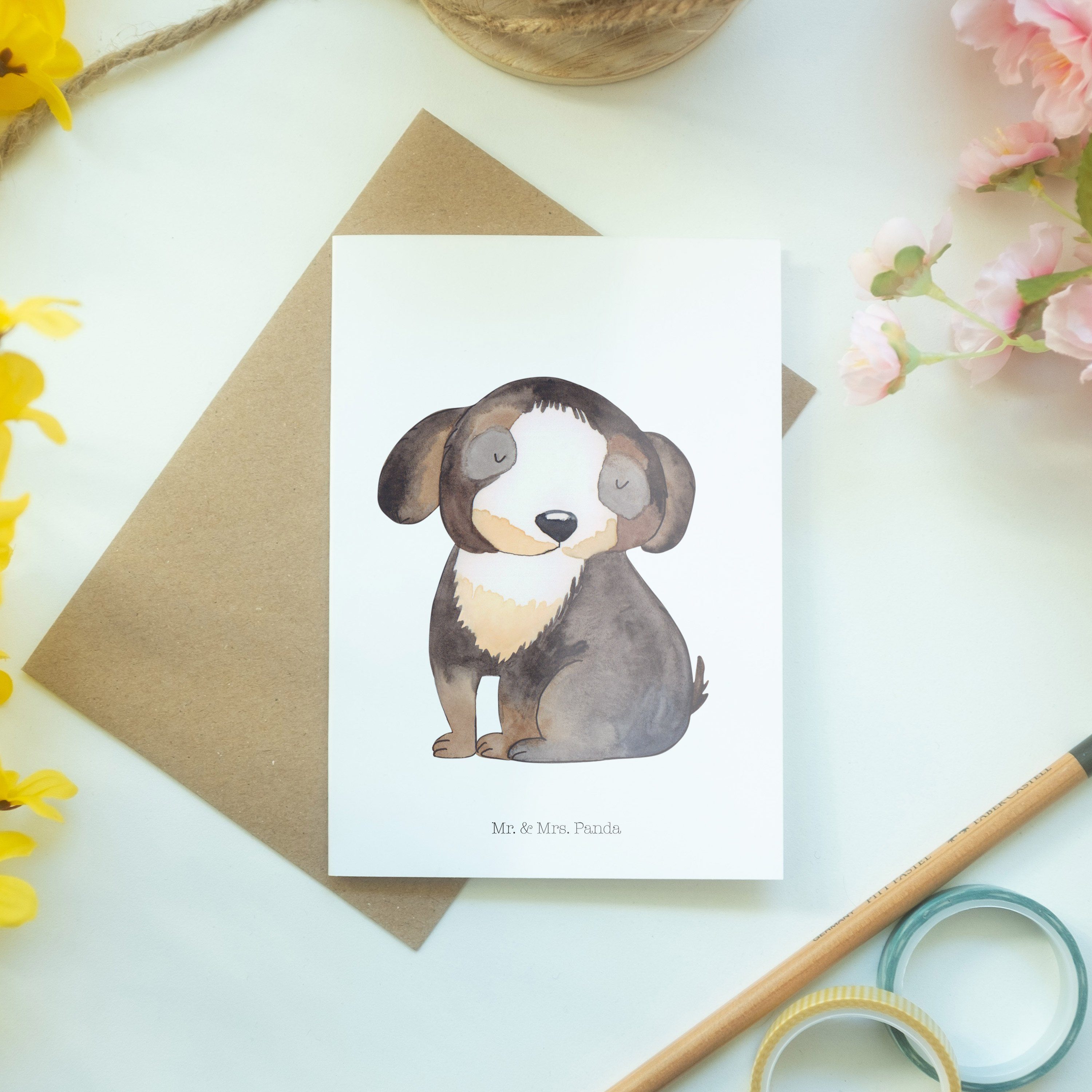 Weiß - & Panda Geschenk, Hund Klappkar entspannt Mr. Grußkarte - niedlich, Mrs. Einladungskarte,