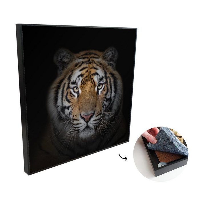 MuchoWow Akustikplatte Tiger - Wildtiere - Porträt - Schwarz - Tiere (1-St) Wandverkleidung gegen Akustik Moderne Gemälden Bild Malerei