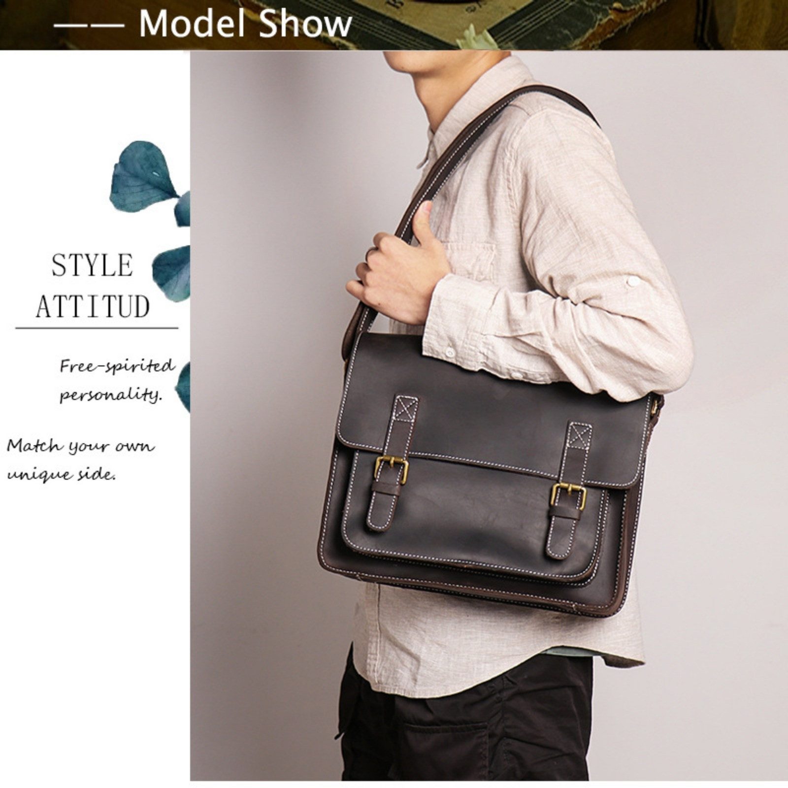 YUBRO-STUDIO Umhängetasche Herren Leder Umhängetasche Retro günstig online kaufen