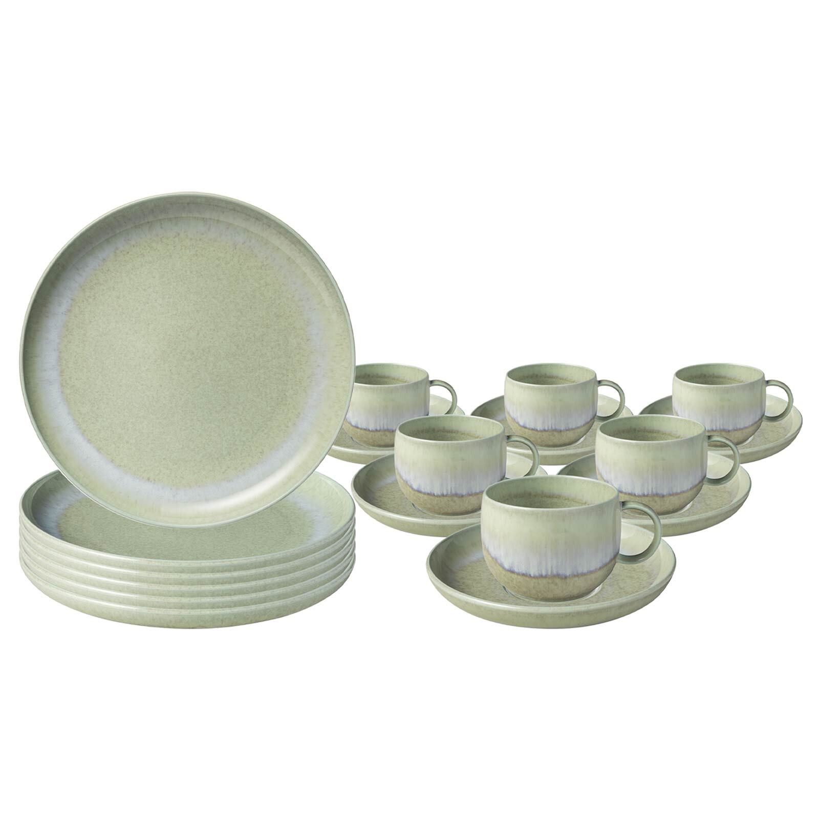 like. by Villeroy & Boch Kombiservice Perlemor Alga Kaffeeservice 18er Set (18-tlg), Porzellan