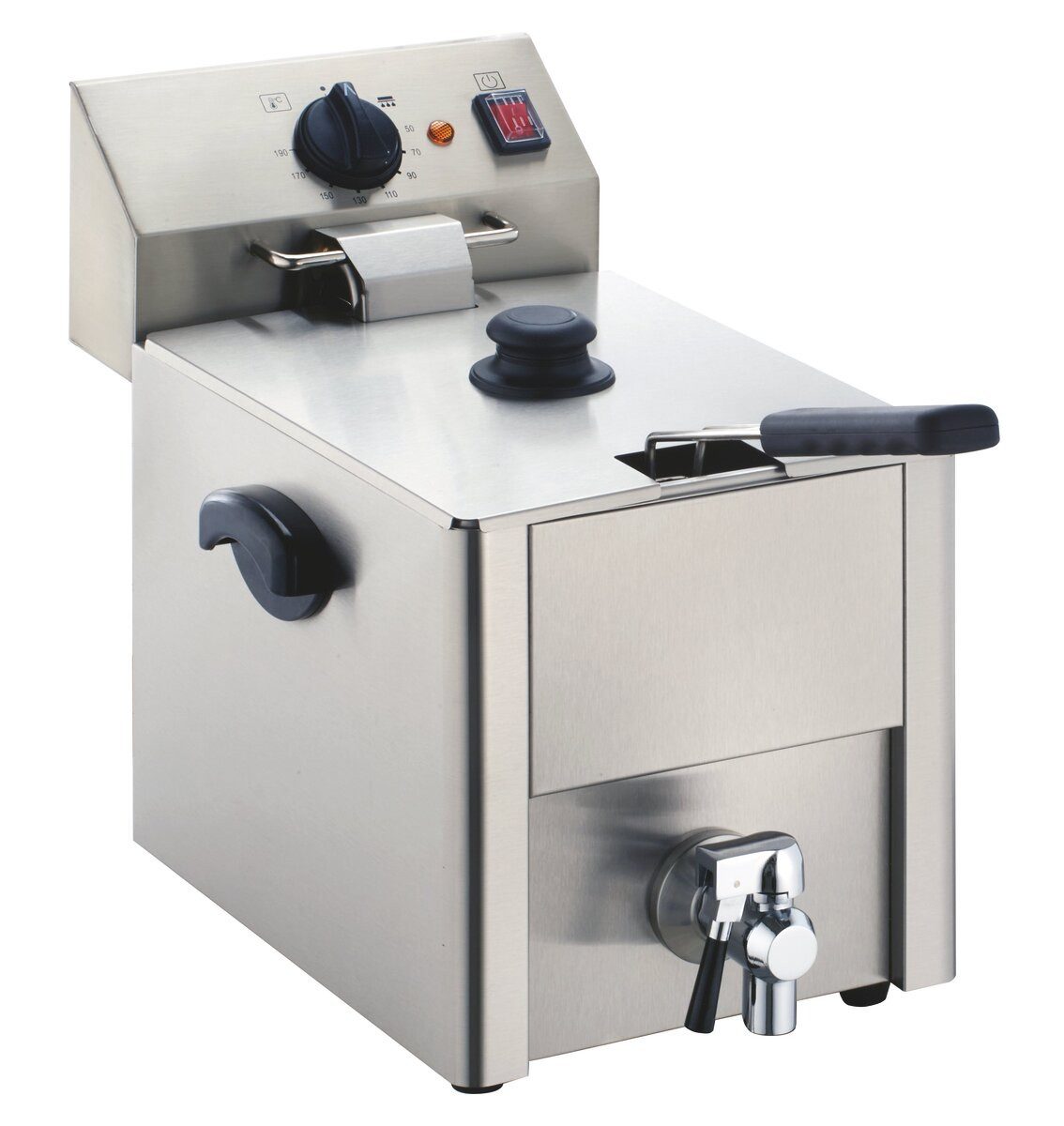 GastroHero Fritteuse Elektro Fritteuse ECO 10 Liter mit Ablasshahn Edelstahl, 3250 W