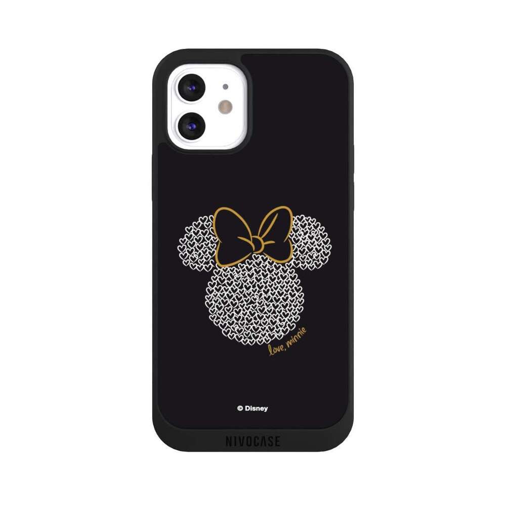 NIVOCASE Handyhülle Minnie Mouse Disney Muster Minnie Black and White, Apple iPhone 12 Handyhülle Hülle NIVOpure Case Schwarz