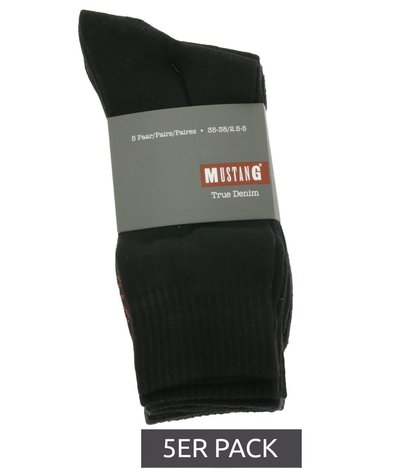 [Wir haben viele verfügbar] MUSTANG Basicsocken Freizeit-Strümpfe Homewear Alltags-Socken Pack Schwarz/Grau 5er MUSTANG MU31007