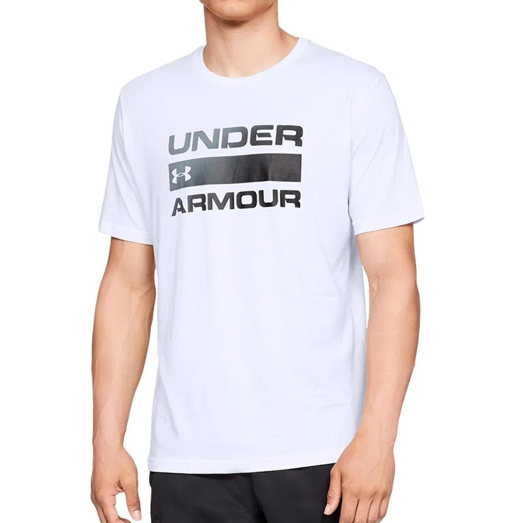T-Shirt Weiß Armour® Under Wordmark Issue UA Herren Team Kurzarm-Oberteil