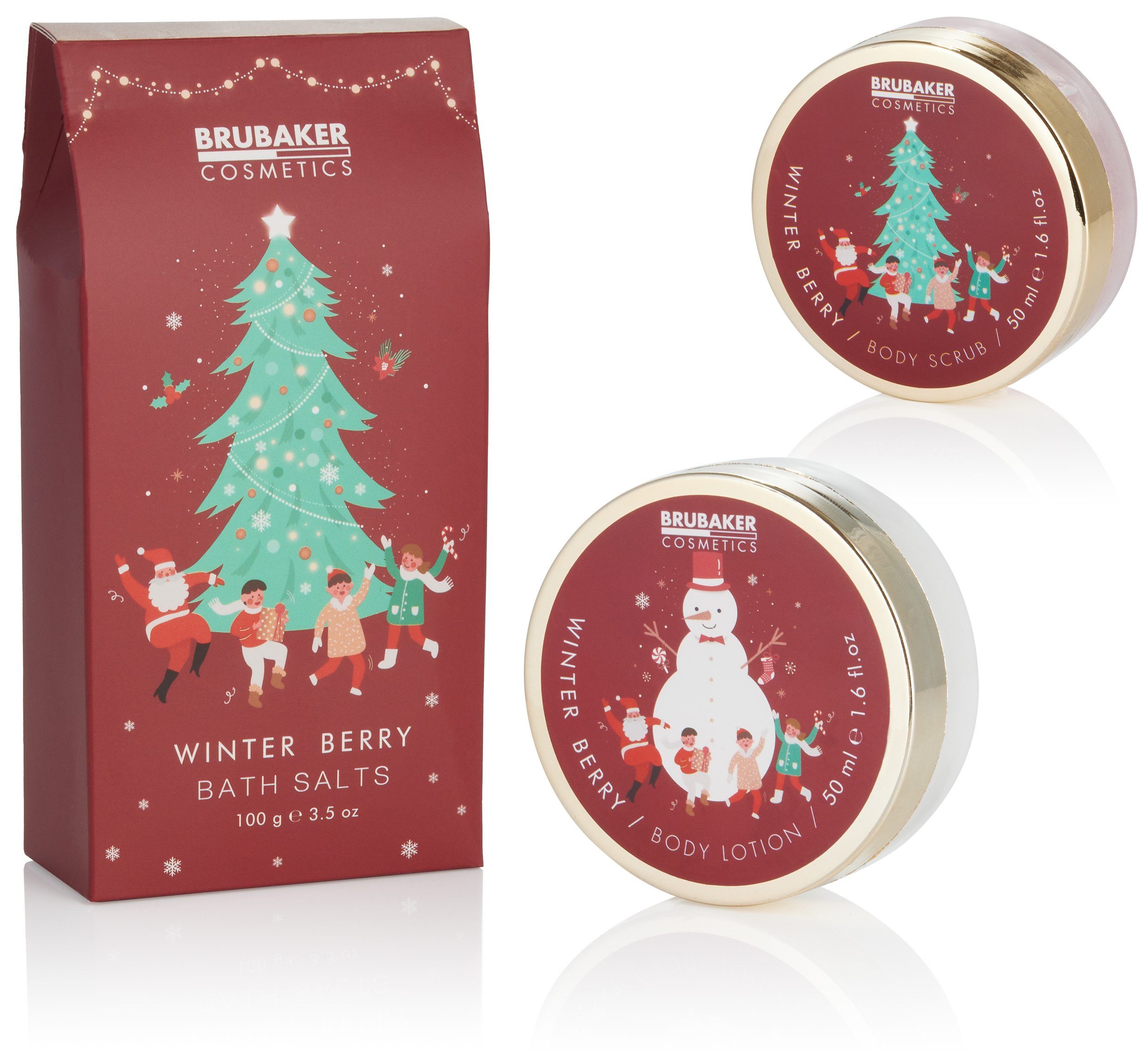 BRUBAKER Pflege-Geschenkset Dusch- und Badeset Weihnachten mit Winter Beeren Duft, 7-tlg., Frauen Geschenkset im weihnachtlichen Pflanzkasten, Damen Pflegeset